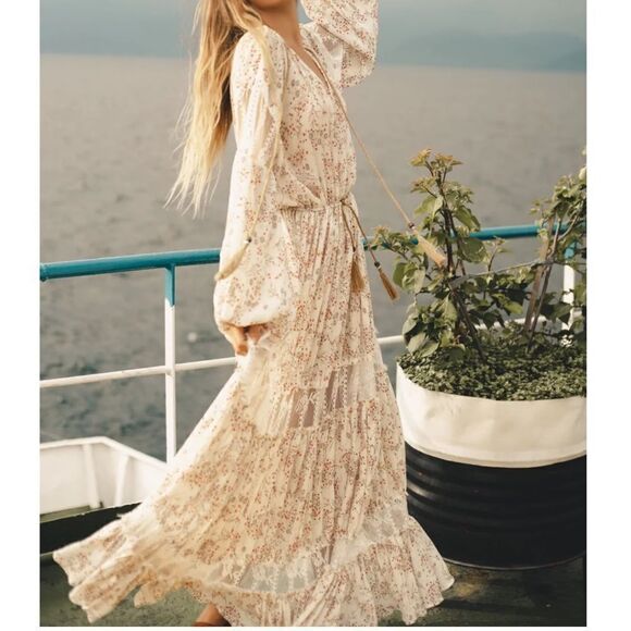 Island Tribe Manda Floral Boho Style Maxi Dress Size Small - Picture 1 of 7